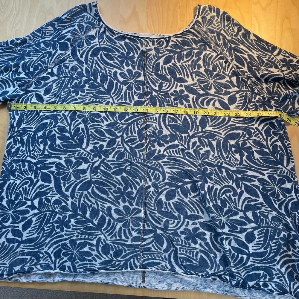 Sigrid Olsen 100% Linen Blue and White Floral Pullover Size 2X Coastal & Flowy - Picture 11 of 12